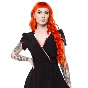 SMAK PARLOUR WRAP DRESS BLACK/PLAID